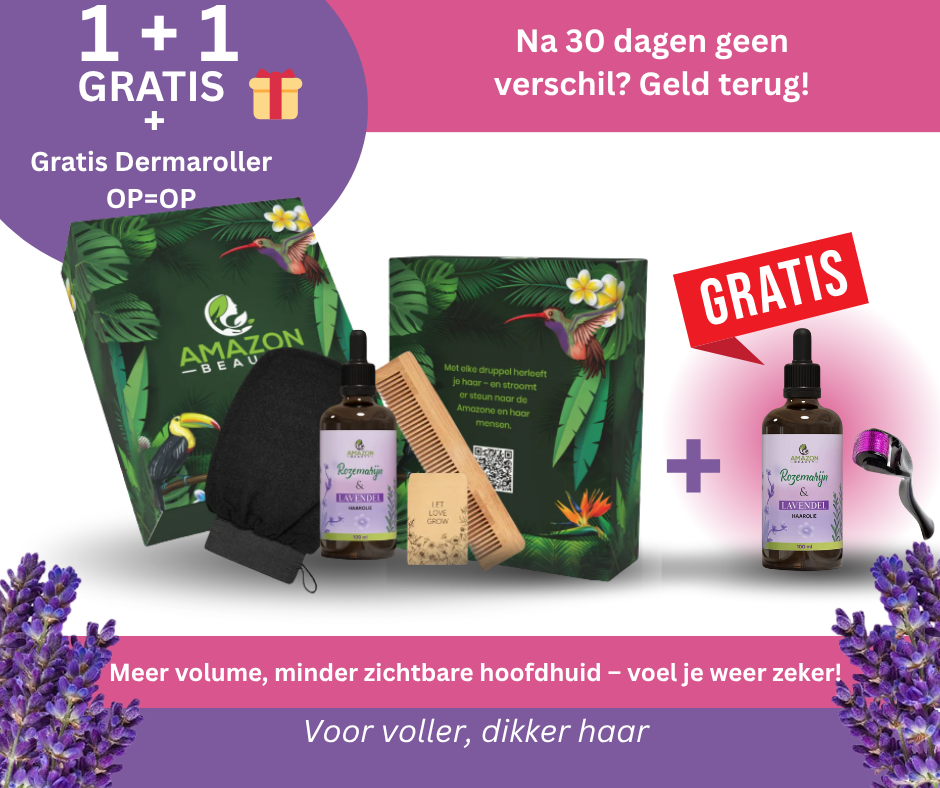 Lavendel & Rozemarijn - Haargroei olie - 1+1 gratis + cadeau